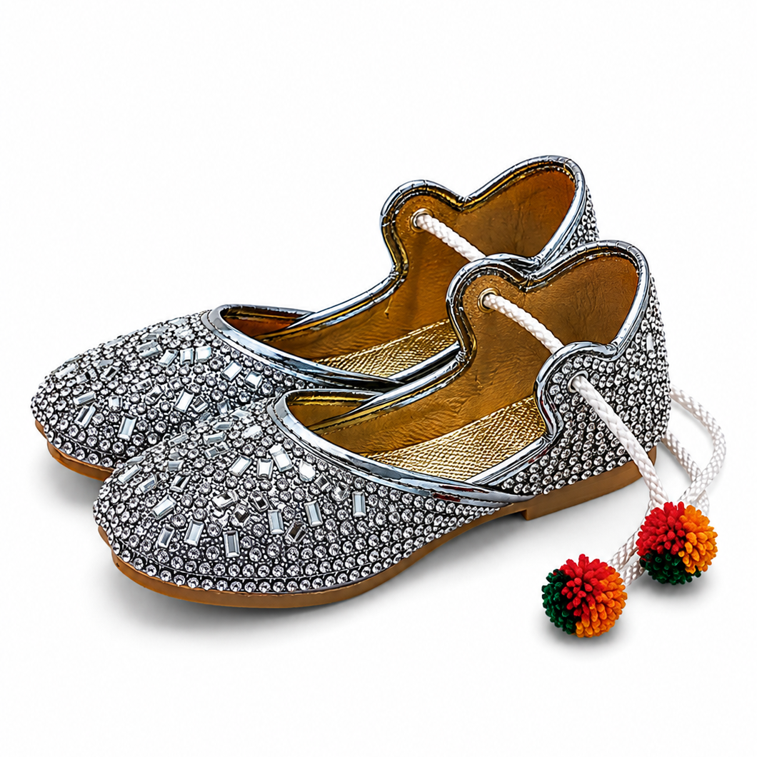 Silver Mist Stone Baby Khussa
