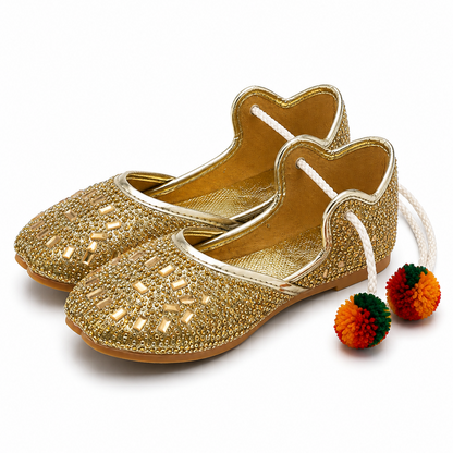 Sparkling Gold Embellished Baby Khussa