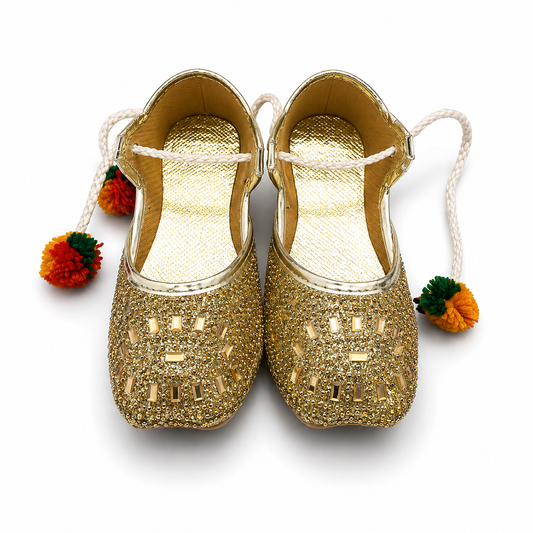 Sparkling Gold Embellished Baby Khussa