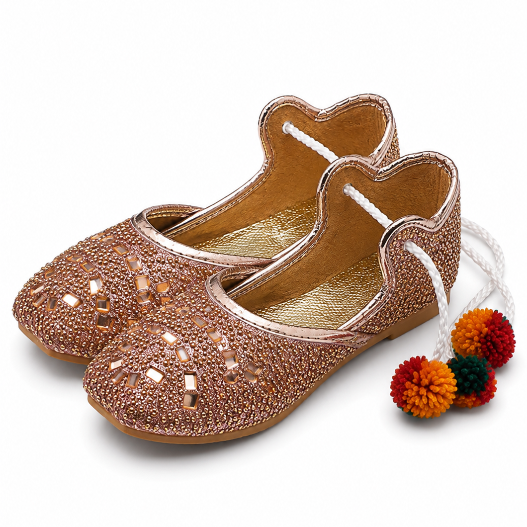 Sparkling Rose-Gold Baby Khussa