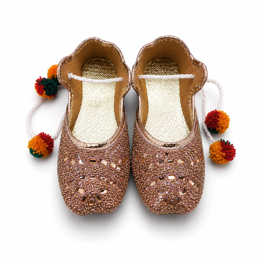Sparkling Rose-Gold Baby Khussa