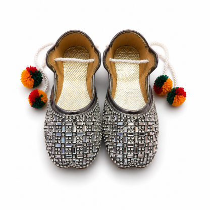 Sparkling SIlver Rhinestone Baby Khussa