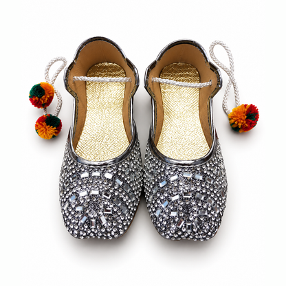 Sparkling Silver Embellished Baby Khussa