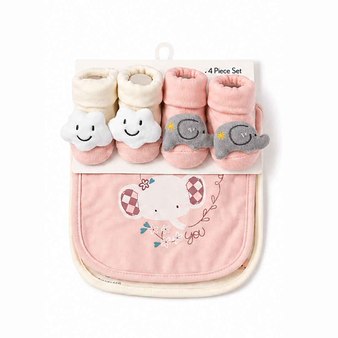 Cloud 4 Piece Bib & Socks Gift Set