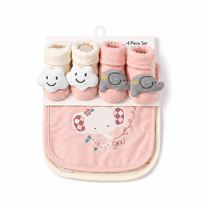 Cloud 4 Piece Bib & Socks Gift Set