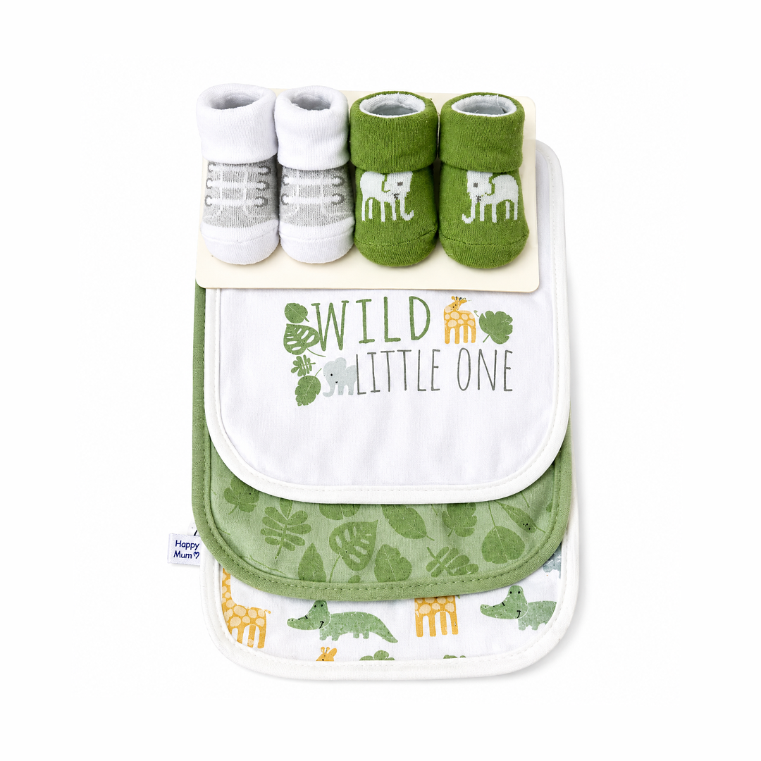 Wild Little One 5 Piece Bib & Socks Gift Set