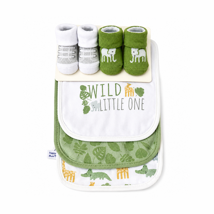 Wild Little One 5 Piece Bib & Socks Gift Set