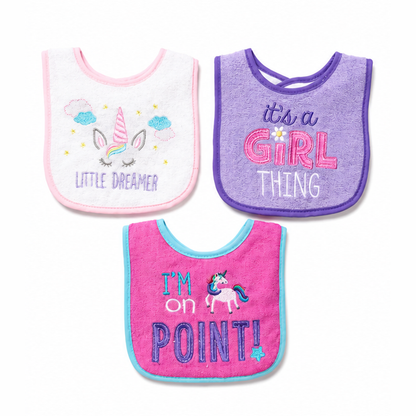 Little Dreamer Bebe Favour 3 Piece Cotton Terry Bib Set