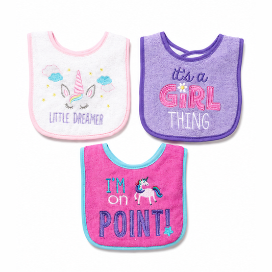Little Dreamer Bebe Favour 3 Piece Cotton Terry Bib Set