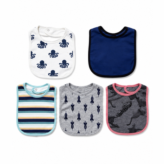 Hudson Octopus 5 Piece Bib Set