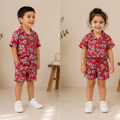 Children wearing Waikiki Floral Resort co-ord set by BabyCo