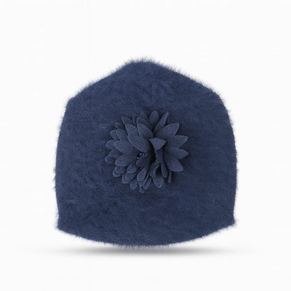 Bloom Fluffy Hand Wooven Turban Cap Navy