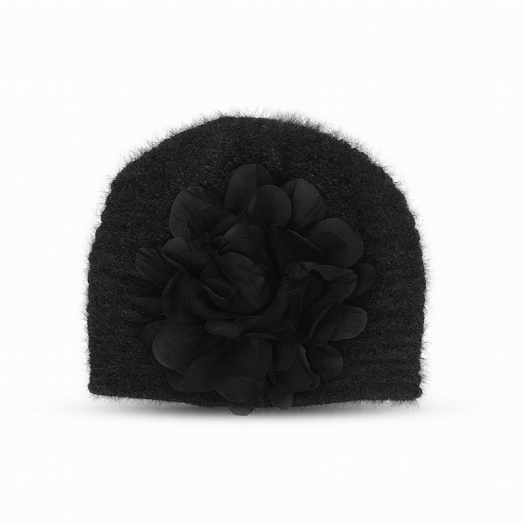Flower Fluffy Hand Wooven Turban Cap