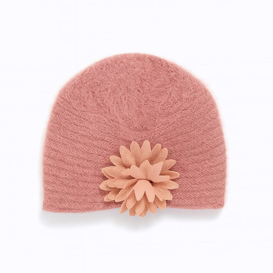Bloom Fluffy Hand Wooven Turban Cap Pink