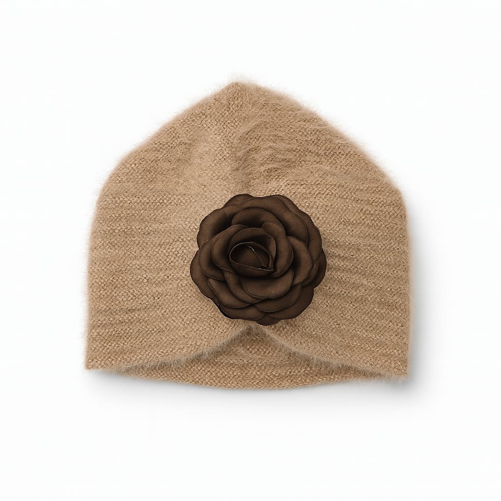 Flower Wool Turban Cap
