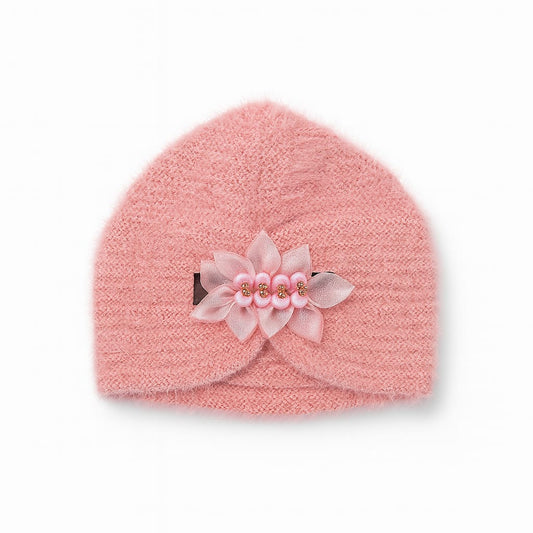 Sequence Fluffy Hand Wooven Turban Cap Pink