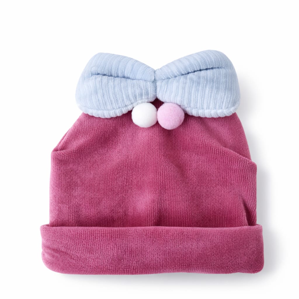 Quilted BowPom Newborn Baby Winter Warm Cap