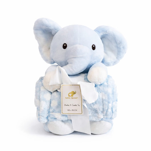 Premium Baby Elephant Blanket With Plush Toy