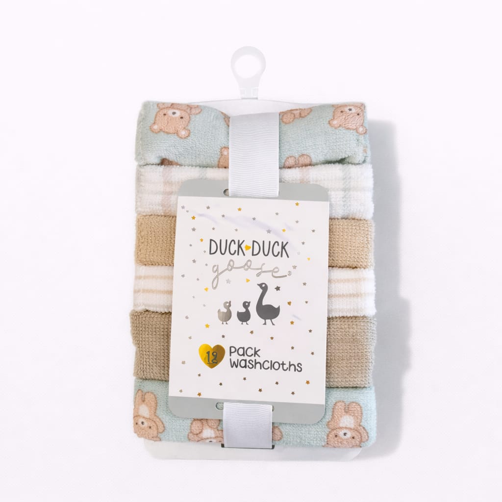 Duck & Duck Pack of 12 Washclothes