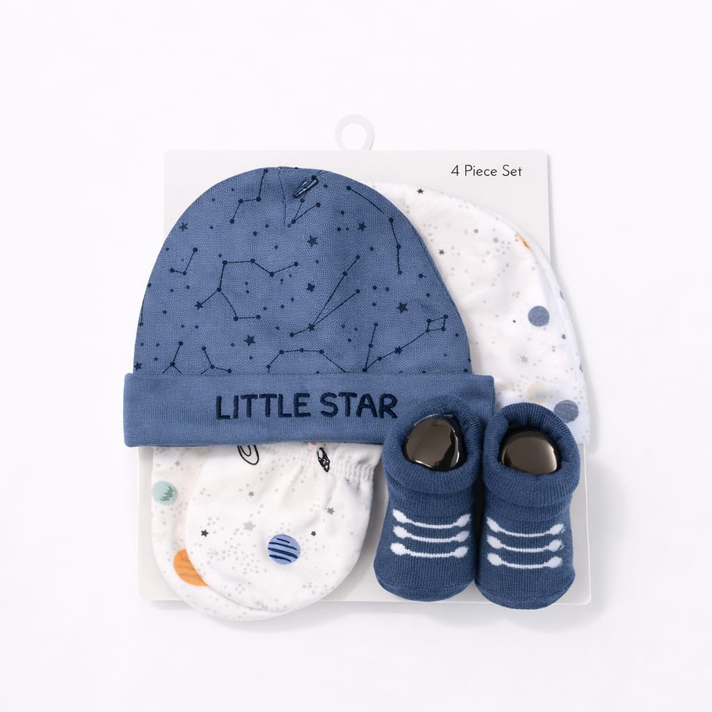 Premium 4 Piece Cap Socks & Mittens Gift Set