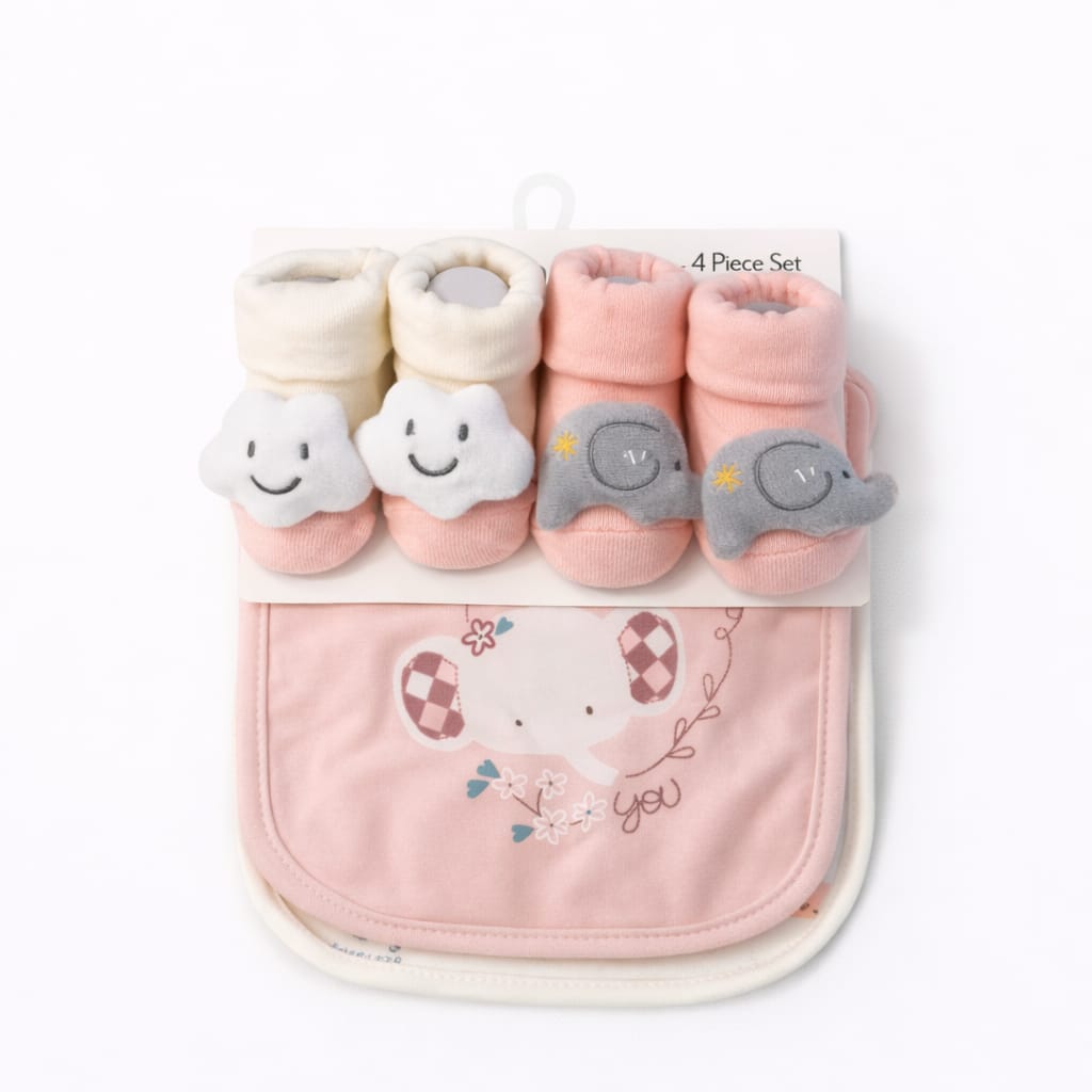 Cloud 4 Piece Bib & Socks Gift Set