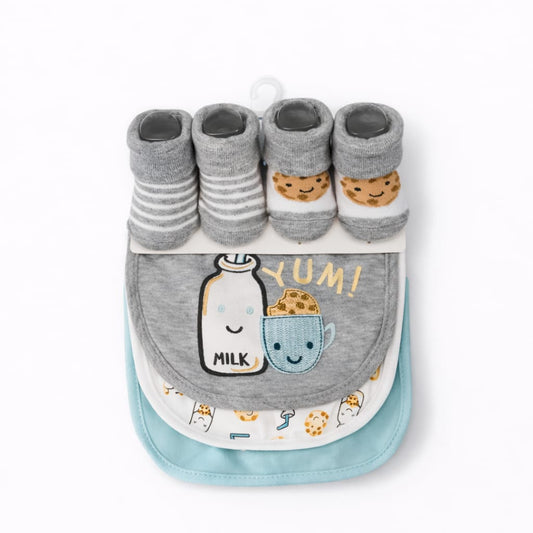 Yummy Milk 5 Piece Bib & Socks Gift Set