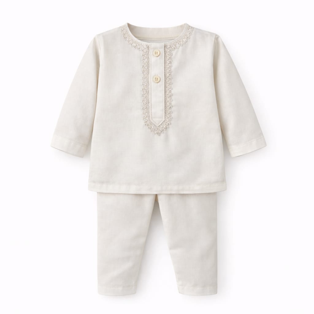 Multicolor baby kurta with white pajama alternate view