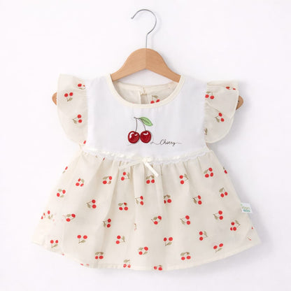 Cherry Paper Cotton Summer Frock Set