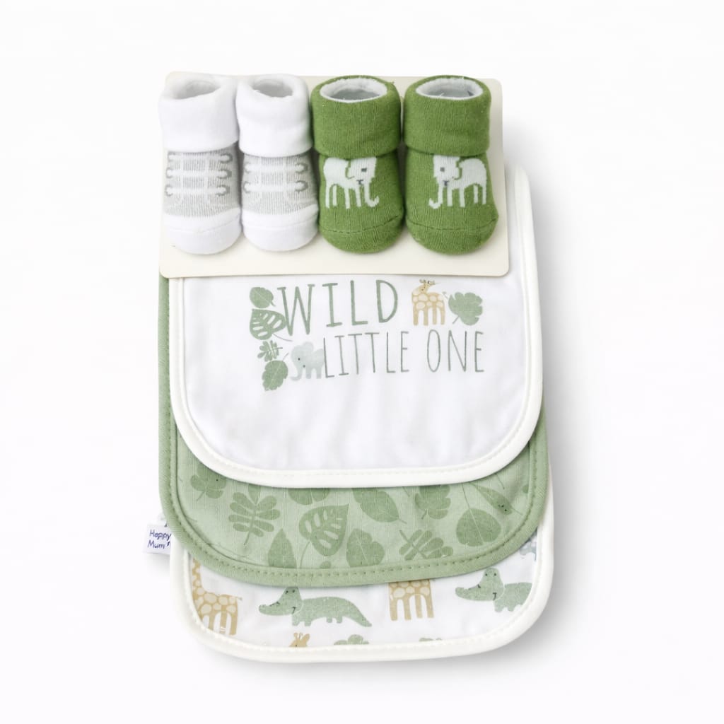 Wild Little One 5 Piece Bib & Socks Gift Set