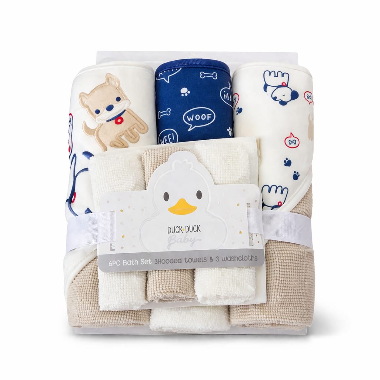 Puppy 6 Piece Hooded Towel & Washcloth Set