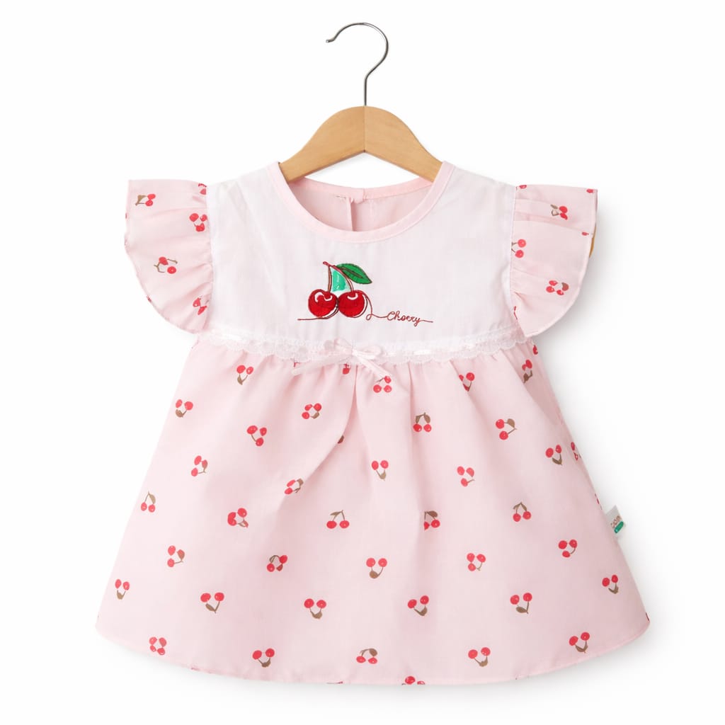 Cherry Paper Cotton Summer Frock Set