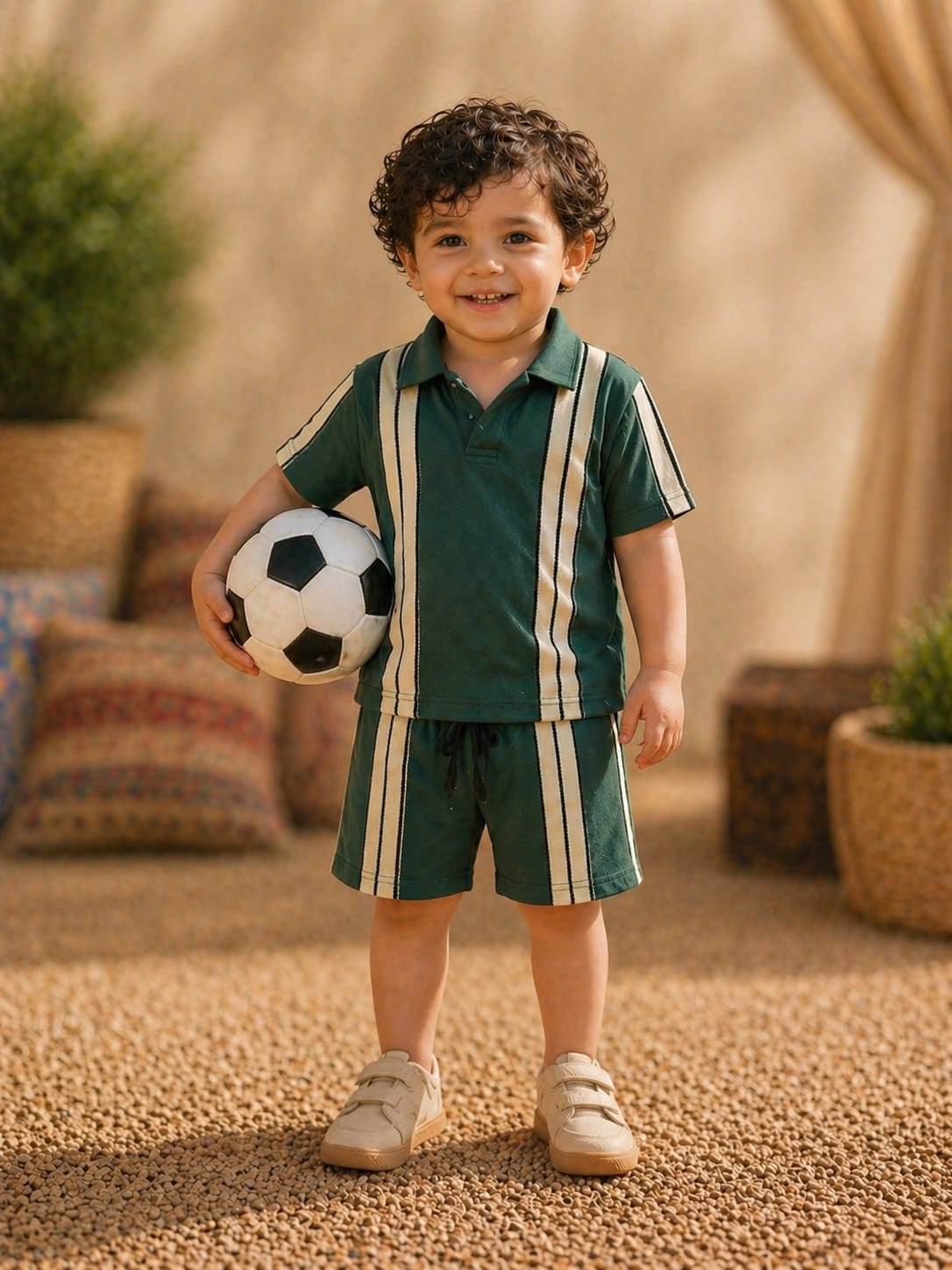 Little Escape Summer 2026. A premium camel co-ord made with lightweight breathable fabric, designed for everyday comfort and effortless summer style for kids.