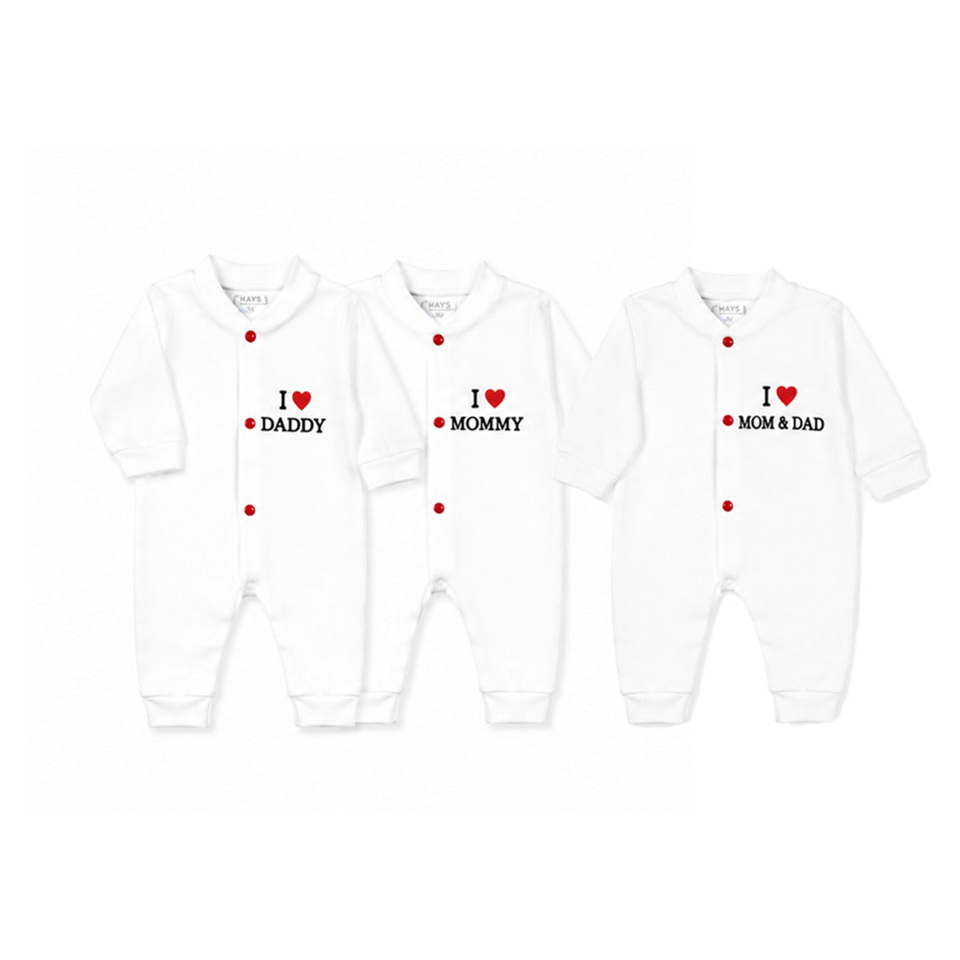 Love Mom and Dad baby rompers pack of 3