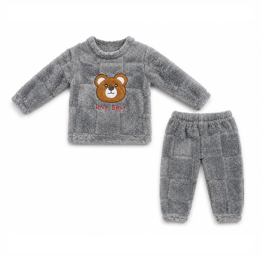 Grey Fluffy Newborn Winter Shirt & Pajama Winter