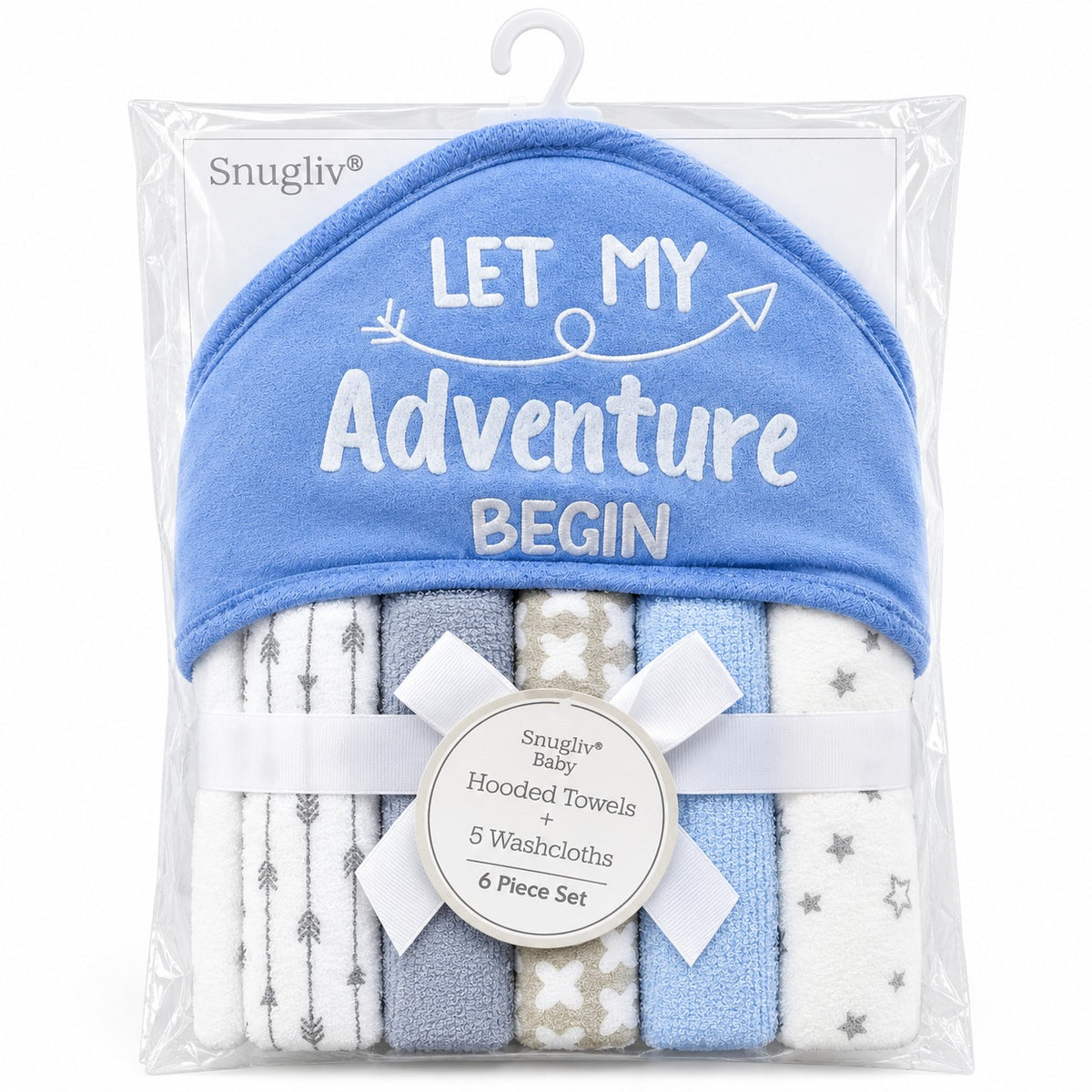 Snugliv Baby Hooded Towel & Washcloth Set – 6 Piece Gift Set