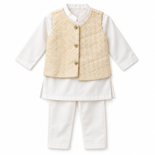 Little Prince Ivory & Gold Waistcoat Set