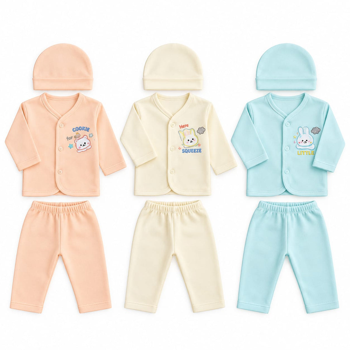 BabySoft Bunny Print 3-Piece Newborn Suit Set