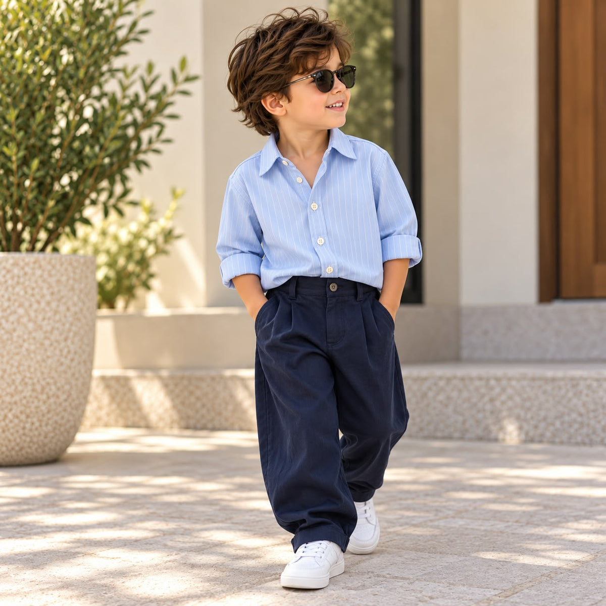 Skystripe Cotton Button-Down Shirt for Babies & Toddlers