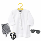 Premium white baby thobe with matching shemagh