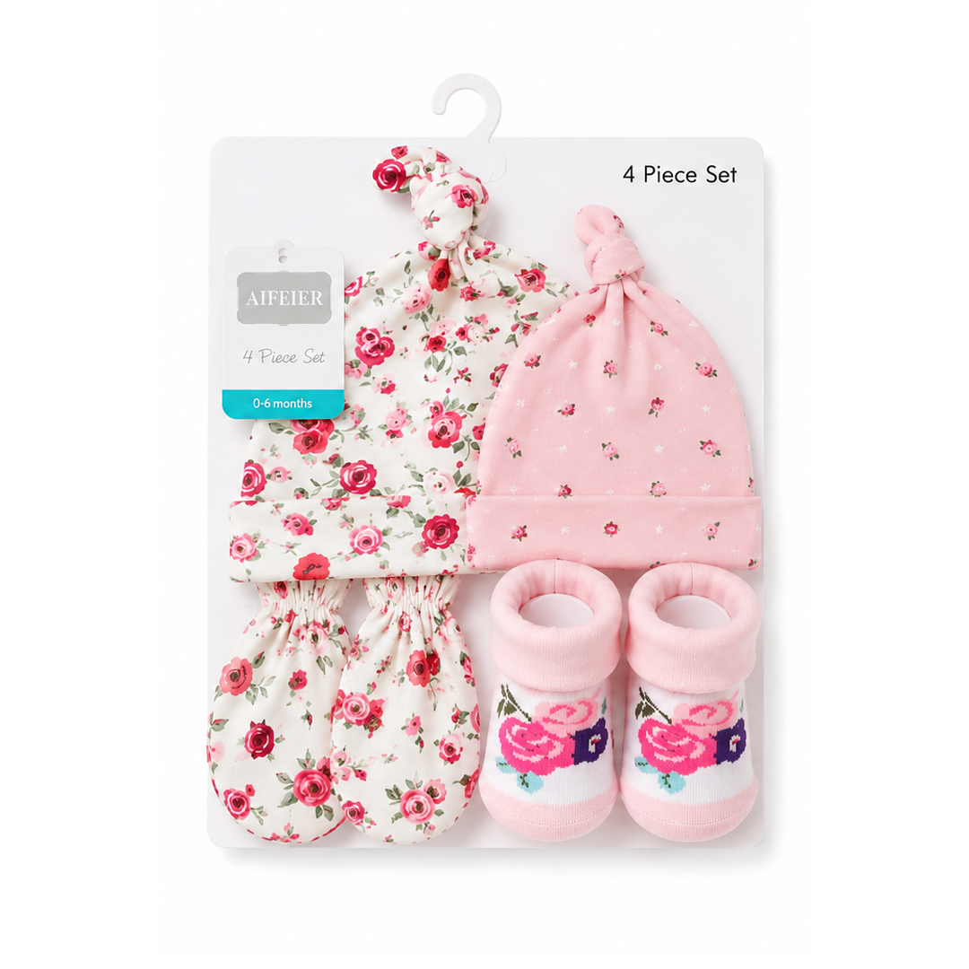 Premium 4 Piece Cap Socks & Mittens Gift Set