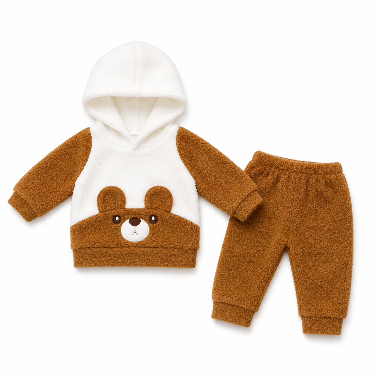 Sherpa Fleece Bear Hoodie & Trouser Set