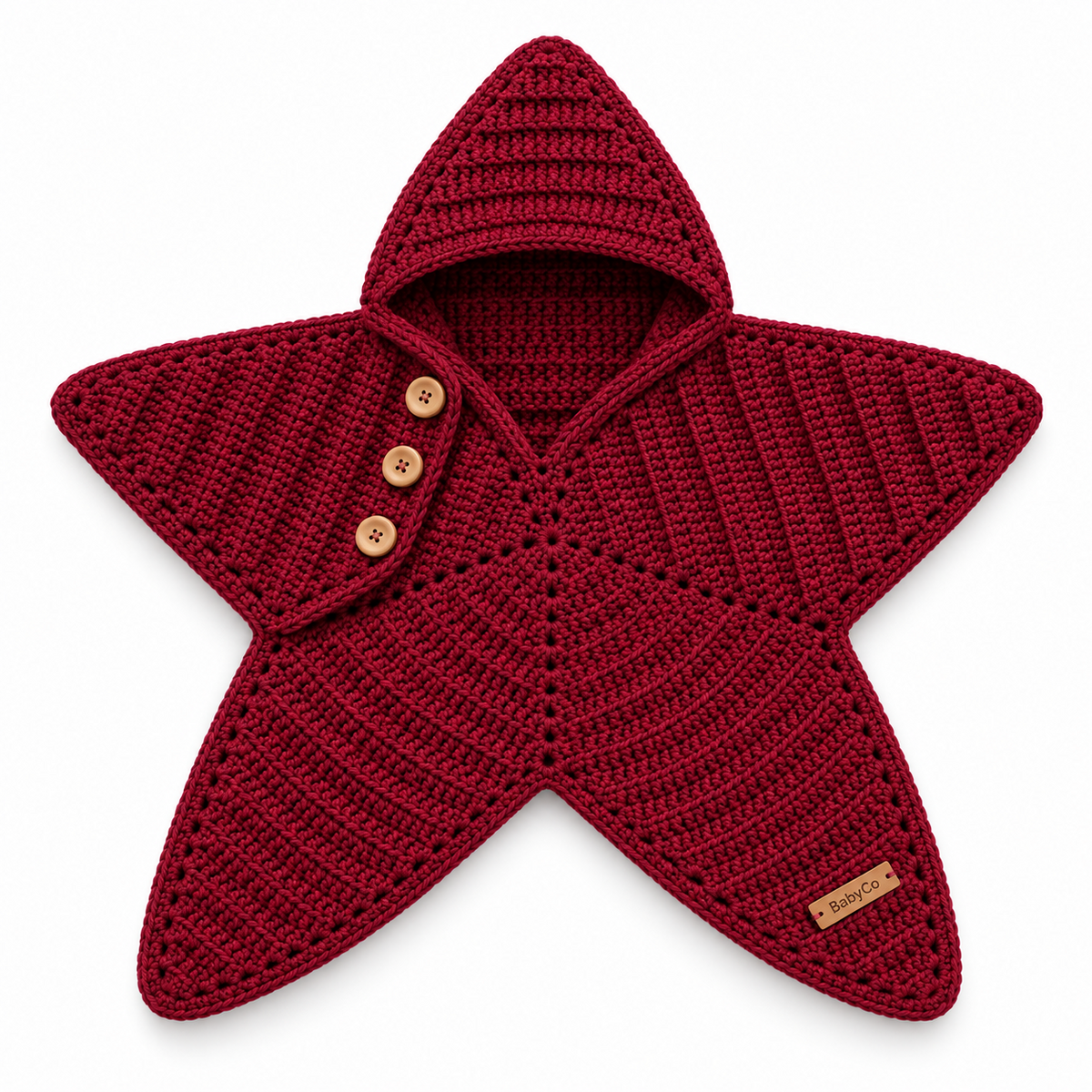 BabyCo StarSnug burgundy handmade hooded baby wrap with side slit