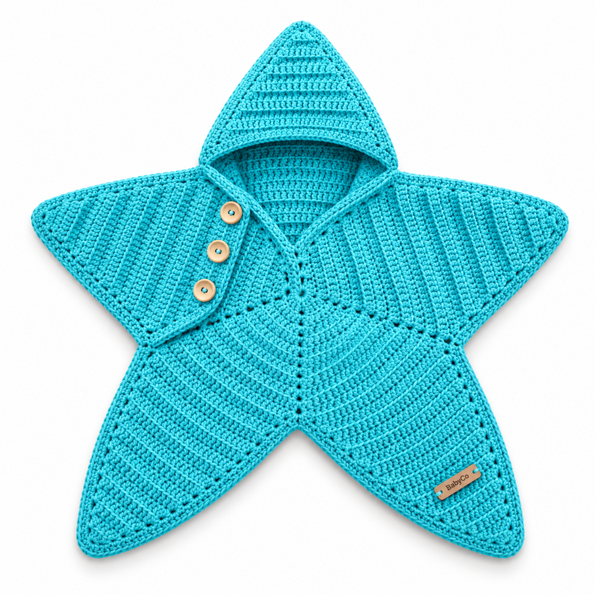 BabyCo StarSnug turquoise handmade hooded baby wrap with side slit