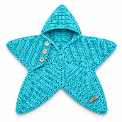 BabyCo StarSnug turquoise handmade hooded baby wrap with side slit