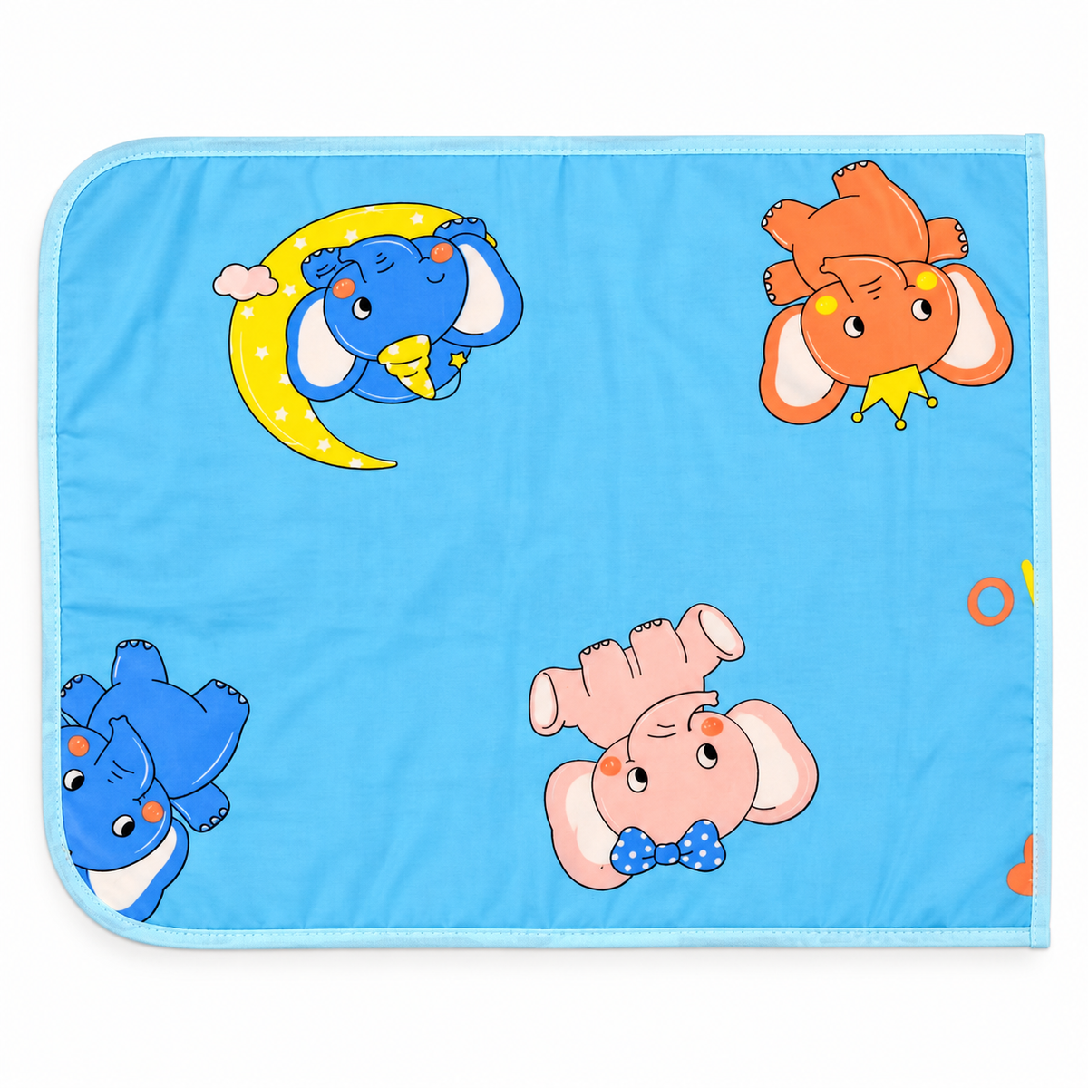 Blue baby diaper changing mat with playful elephant print