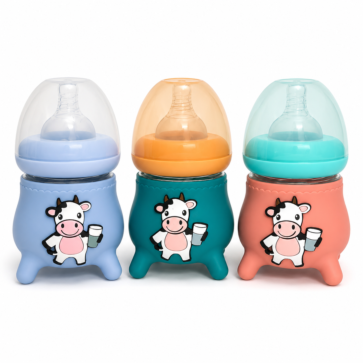 Tiny Cow 120ml Glass Baby Feeder with Silicone Cover