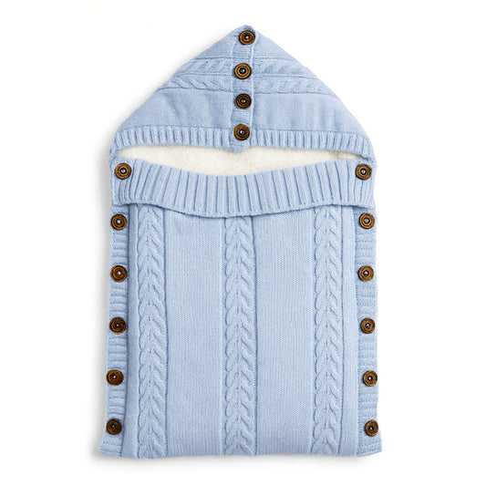 Hooded Buttoned Down Premium Wool and Fur Sleep Sack