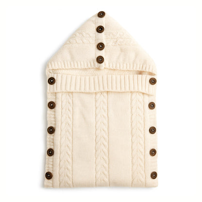 Hooded Buttoned Down Premium Wool and Fur Sleep Sack