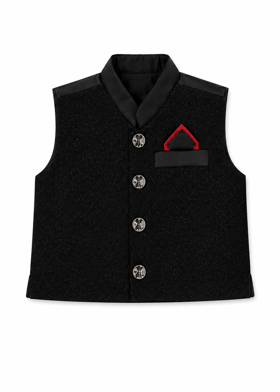 Black Cross Baby Kurta Pajama with Waistcoat