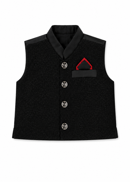 Black Cross Baby Kurta Pajama with Waistcoat